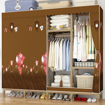 Modern simple hanging wardrobe Household bedroom assembly adult simple cloth wardrobe Stainless steel combination fabric storage wardrobe