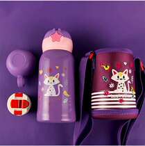 Childrens insulation straw cup Drop-proof dual-use water cup for men and women kindergarten primary school students large capacity strap