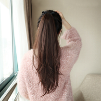 Strap-style long straight hair ponytail wig womens mid-length fluffy long hair temperament natural eversion slightly curly fake ponytail