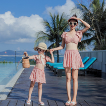 Parent-child swimsuit one-piece slimming mother and daughter swimsuit girl swimsuit child baby split female child holiday hot spring
