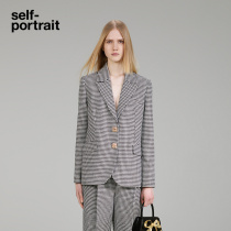 self-portrait 2022秋冬灰格子通勤百搭西装外套