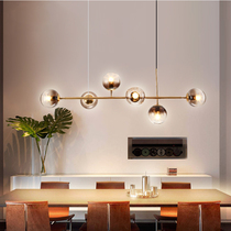 Nordic luxury living room lamps personality minimalist geometric straight line ball chandelier American postmodern creative dining hall lamp
