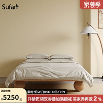 SUFAN Shu Van Gogh Silence Retro Interstellar Bed Solid Wood No Bedside Double Peoples Board Bed Ins Day Style Extremely Brief edge