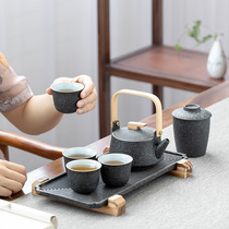 Retro Qiliang pot kung fu tea set simple Japanese dry bubble tea tray ceramic bubble teapot can home gift box