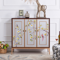 New Chinese shoe cabinet solid wood modern Chinese porch cabinet door hall cabinet small household entry light luxury lockers