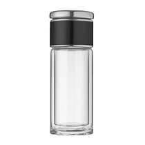 Hardware Preferred Tea Water Separation Glass Cup Tea Cup Convenient Straight Body Cup Double Glass Anti-Burn Water Cup