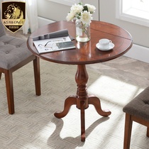 Dining table American round table Small household folding table Solid wood negotiation table Retractable round dining table Dining table