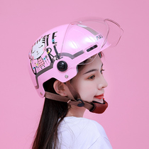 Lishi battery electric motorcycle helmet for men and women summer sunscreen half helmet Four Seasons cute childrens head gray helmet