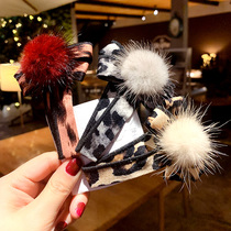 Hairclip Womens net red autumn and winter hair bangs side clip Korean version of simple five-pointed star rhinestone fabric temperament hair card