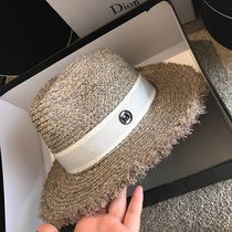 French M Peulafie straw hat flat brim sunscreen hat women summer holiday seaside beach sunbeds hat 100 hitch