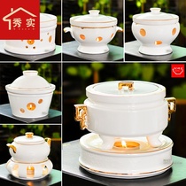 Hotel Chinese ceramic gold-edged tableware direct candle heating Birds Nest position
