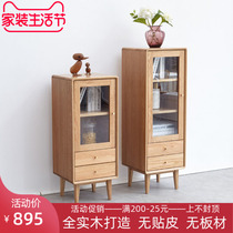 Full solid wood TV cabinet side cabinet Nordic oak wood stand modern minimalist living-room environmentally-friendly lockers new mortise and tenon