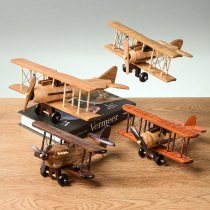 Vintage fighter retro solid wood model ornaments milk tea shop bar window restaurant shelf industrial wind display