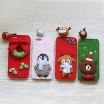 April hand-made gift wool felt poke DIY Christmas wreath Penguin elk mobile phone case material package
