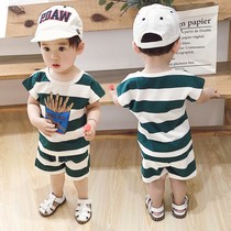 Male baby summer suit 0-1 year old Korean version 2 tide childrens clothing 3 summer two-piece set 4 childrens foreign style two-piece set two-three