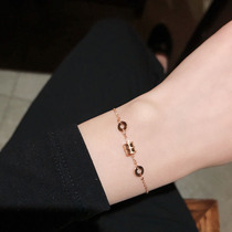 Japanese and Korean version of the simple and attractive small waist mini small ring transfer beads Titanium steel plated rose gold fine bracelet for women
