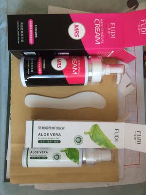 双十一之后买的，这么快就收到了，物流太给力了。 舒缓凝胶和脱毛膏都是双份的，还送了湿巾和面膜，实在是太划算了。 脱毛膏还没有用，效果待追加。
