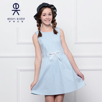 Eaton Gide school uniform shift light blue bow vest dress girls sleeveless dress 2021 New 16L2