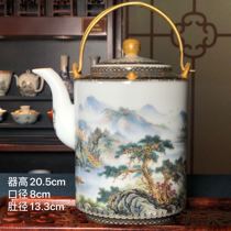 Jue Kiln Old Tire New Ink Color Side Foot Powder Color view Mountain Water painting Tiliang jug Reinstrumental collection