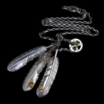 Takahashi Golang feather necklace female summer sterling silver XL code 925 silver pendant male personality handmade diy Valentines Day gift
