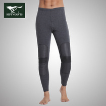 seven wolves thermal underwear thickened fleece winter men's cotton pants with knee protection fur long pants thickened knee