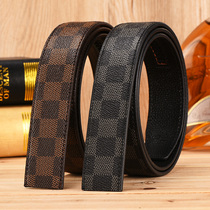 Yuxi no scalp with male leather automatic sliding buckle 3 5 plaid casual without head belt card groove teeth without head