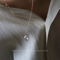 Sugar cube S925 sterling silver transparent pendant sweater chain Cold ins air quality light luxury simple long money chain