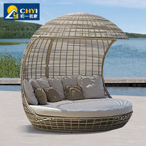 Outdoor sofa bed Rattan round bed Garden table and chair Villa Balcony Woven rattan Birds nest bed Creative bed Inn Bed and breakfast bed