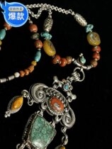 2021 New Indonesian Nepalese ethnic wind exotic necklace turquoise old honey wax sweater chain