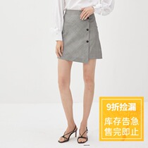 Eveli 2021 summer new check irregular skirt loose slim A- line dress skirt 1B6940851