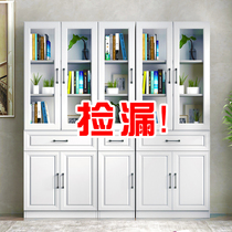 Bookcase with door wooden cabinet locker simple modern shelf glass door free combination bookcase bookshelf floor
