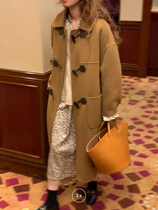 (Limited time 7fold) retro color color color color color color color real horn buckle profile double-sided handmade coat F1204