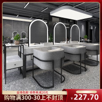 Barbershop with lamp Hair salon special mirror table Simple beauty hair iron and dyeing Marble single and double-sided barber mirror makeup