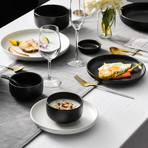 Nordic minimalist creative noodle bowl soup bowl rice bowl household ceramic tableware dish set Plate fish plate shallow dish deep plate