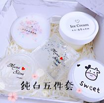 Pure White simple five-piece gift box wooden slime foam Foam glue Crystal mud clay non-toxic