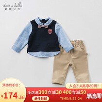 David Bella childrens clothing childrens suit 2021 autumn new boys sweater pants Children Baby gentleman two-piece set