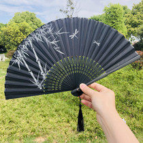 Fan ancient wind folding fan summer with ancient costumes cheongsam Hanfu children Chinese style portable Super fairy folding advertising fan customization