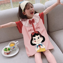Girls' pajamas summer pure cotton thin sleeves mother and daughter cartoon children pajama baby girl home clothes