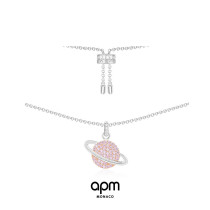 APM Monaco Pink Planet Necklace Women's Wool Chain Fall Winter Minor Design ins Tide New Year Gift Jewelry