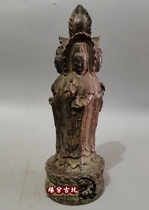 Antique brass Avalokitesvara statue handed down from generation to generation patina Qianlong goddess Guanyin Bodhisattva ornaments four Guanyin Buddha