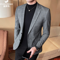 Fugui Bird Casual Suit Jacket Man Spring Fall New Korean Version Tide Plaid Men Business Little West Suit Jacket