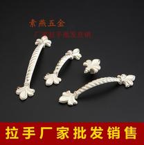 Gold inlaid luxury ivory white handle simple European style large wardrobe wine cabinet door small handle Chinese furniture green bronze handle