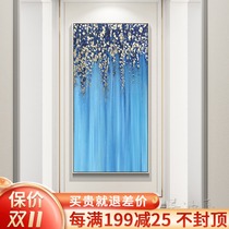 Blue gold foil oil painting simple modern Nordic light luxury entrance decorative corridor aisle abstract hand-painted hanging wall