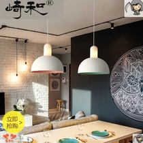 Nordic restaurant chandelier three-headed modern minimalist glass aisle lamp creative round wrought iron bedside macaron lamps