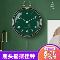Combasse Nordic deer head wall clock living room creative swing clock modern simple clock fashion wall quartz clock