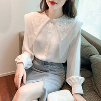Spring dolls with snow spinning white shirts in spring - dress 2023 new air - sleeved tops design shirt