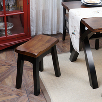 Solid Wood high stool home small bench wooden bench wooden stool changing shoe stool wearing shoes stool stool low stool dressing stool single stool American long stool