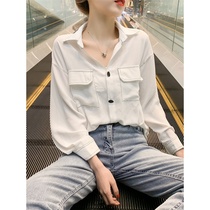 Boomer Long Sleeve Shirt Woman 2021 Chunqiu New Womens Costume Retro Port Taste Design Sensation Small Crowdspinning Shirt Woman