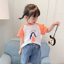 Girls summer clothes 2021 new cotton short sleeve T-shirt small and medium children Foreign style half sleeve baby Korean summer coat