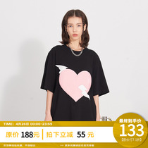 PCLP Lightning Love Trend Printed Short Sleeve Mens National Tide Card Pure Cotton Loose Half Sleeve T Shirt Man